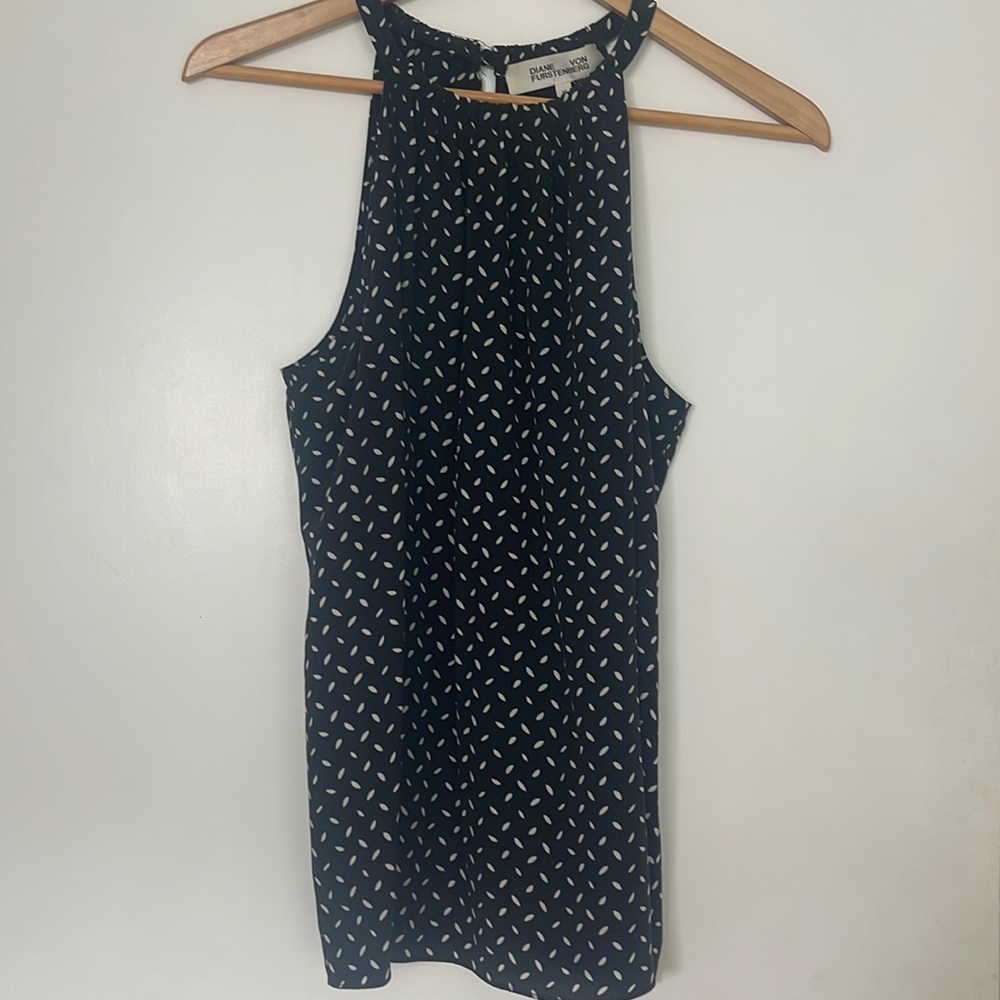 Diane Von Furstenberg Black Pania High Neck Tank